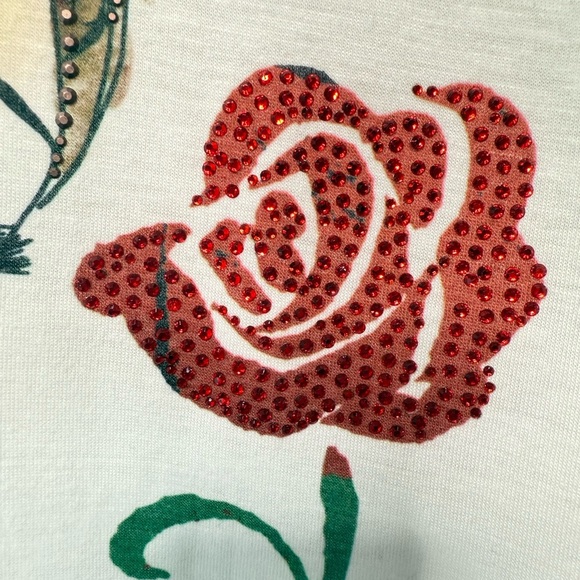 Disney Boutique Belle Beauty and The Beast Rhinestone Open Bow Back TShirt Small - Picture 7 of 9